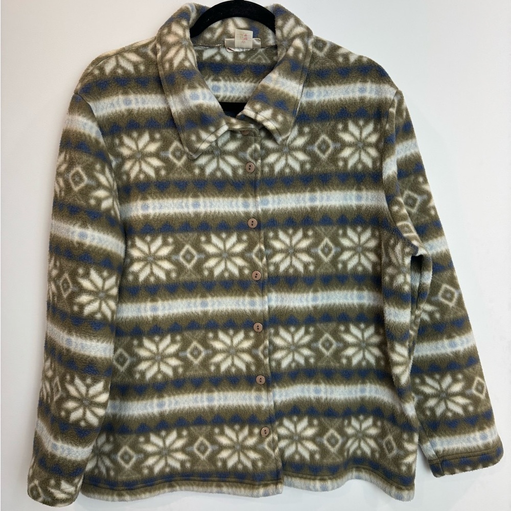 Vintage nordic Women's Patterned Fleece Jacket size large